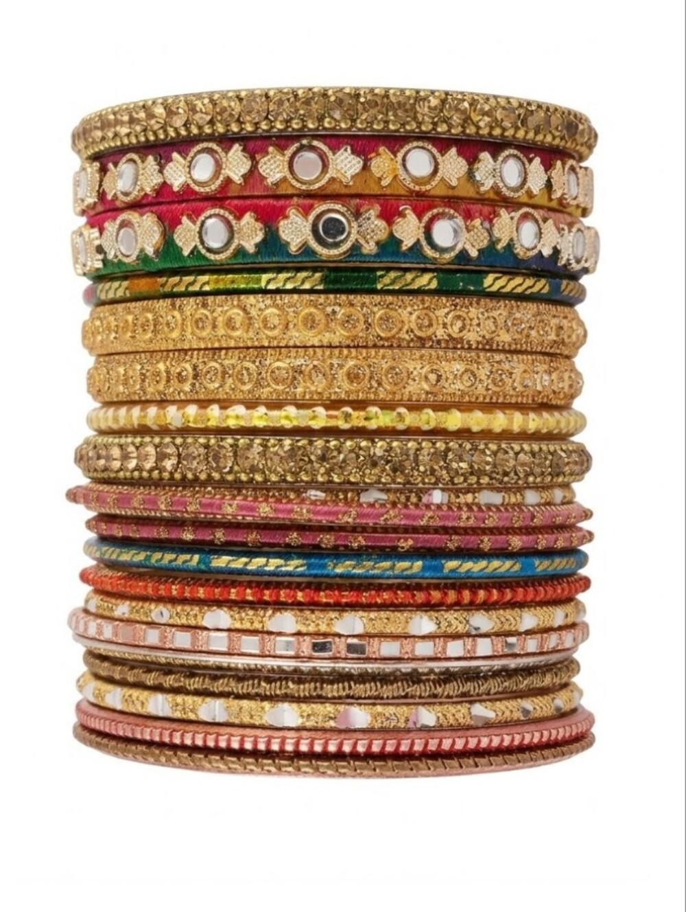 Traditional Multicolor Indian Bangle Bracelet Stack for Women-20 Total
